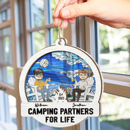 Camping Partners For Life - Christmas Gift For Couples - Personalized Suncatcher Ornament