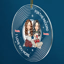 Christmas Couple For The Record I Love You More - Gift For Couples - Personalized Circle Acrylic Ornament