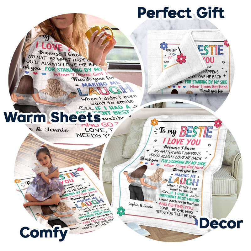 Bestie To My Bestie Flower - Gift For Besties - Personalized Fleece Blanket
