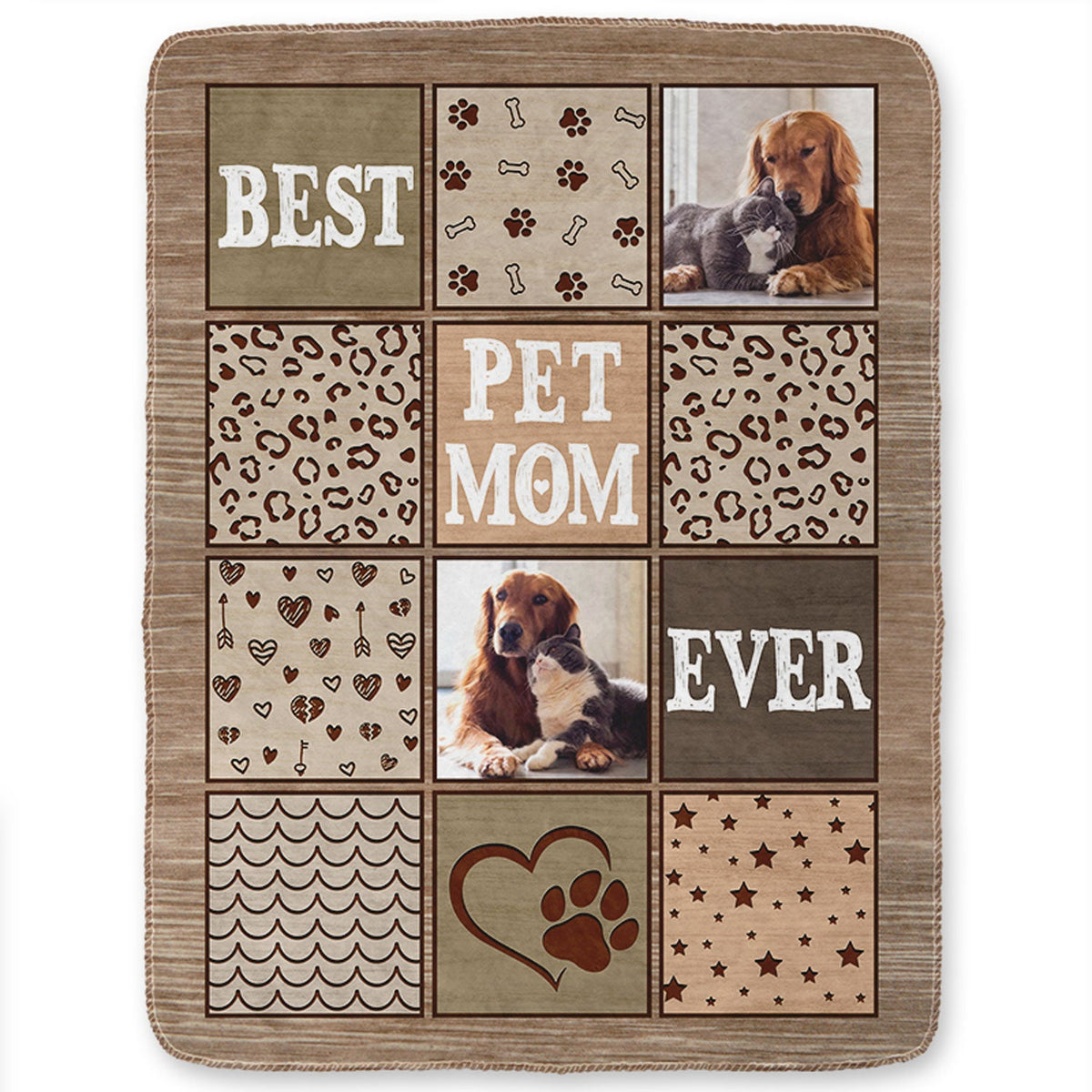 Custom Photo Best Dog Mom Ever - Gift For Pet Lovers - Personalized Fleece Blanket