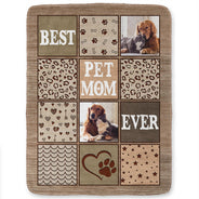 Custom Photo Best Dog Mom Ever - Gift For Pet Lovers - Personalized Fleece Blanket