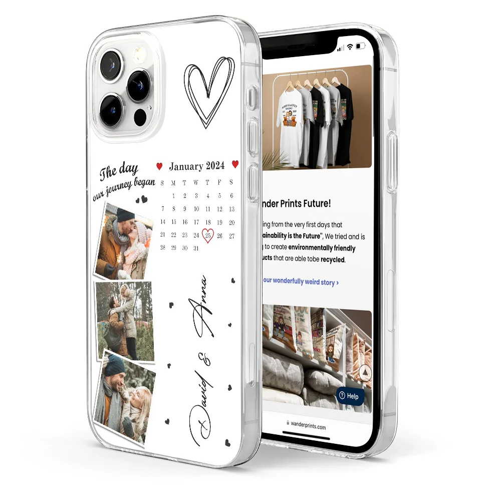 Custom Photo Calendar The Day Our Journey Began - Gift For Couples - Personalized Clear Phone Case