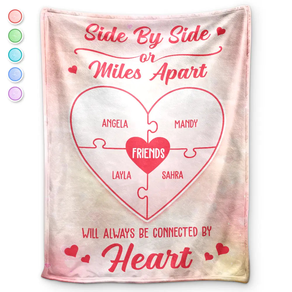 Friends Sisters Will Always Be Connected By Heart - Personalized Fleece Blanket, Sherpa Blanket