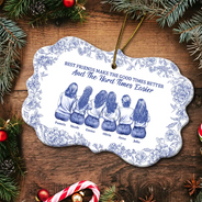 Gift For Women,Gift For Bestie,Christmas,Happy - It's Not What We Have In Life Chinoiserie Toile Besties - Personalized Medallion Ceramic Ornament