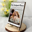 Gift For Couples,Wedding,Love,Gift For Women,Gift For Men,Gift For Wife,Gift For Husband,LGBT - Custom Photo The Wedding Of The Year Newlywed Couples - Personalized 2-Layered Wooden Plaque With Stand