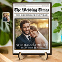 Gift For Couples,Wedding,Love,Gift For Women,Gift For Men,Gift For Wife,Gift For Husband,LGBT - Custom Photo The Wedding Of The Year Newlywed Couples - Personalized 2-Layered Wooden Plaque With Stand