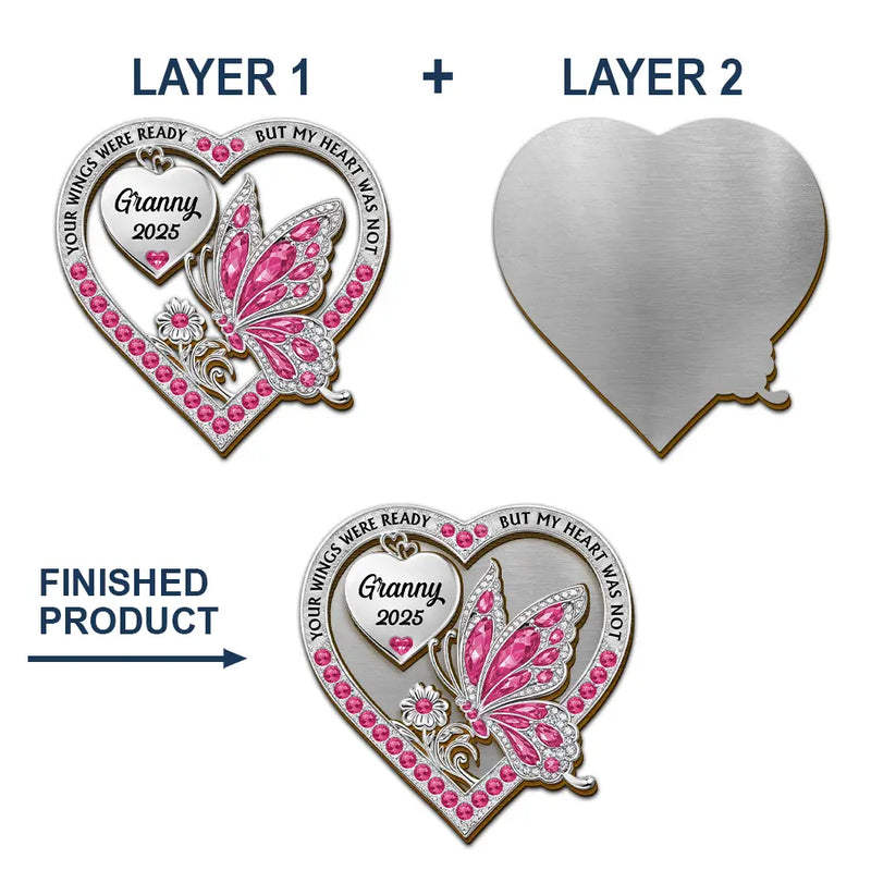 Memorial,Family,Gift For Men,Gift For Women,Sad - Memorial Your Wings Were Ready 3D Effect - Personalized Custom Shaped Car Visor Clip