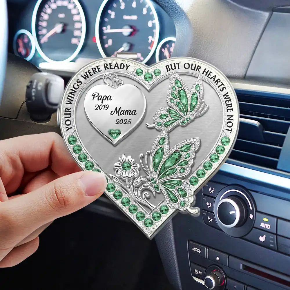 Memorial,Family,Gift For Men,Gift For Women,Sad - Memorial Your Wings Were Ready 3D Effect - Personalized Custom Shaped Acrylic Car Visor Clip