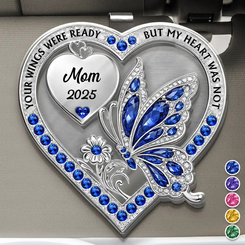 Memorial,Family,Gift For Men,Gift For Women,Sad - Memorial Your Wings Were Ready 3D Effect - Personalized Custom Shaped Acrylic Car Visor Clip