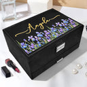 Gift For Yourself,Happy,Gift For Women - Birth Month Flower Watercolor Blooming In Love - Personalized Jewelry Storage Box