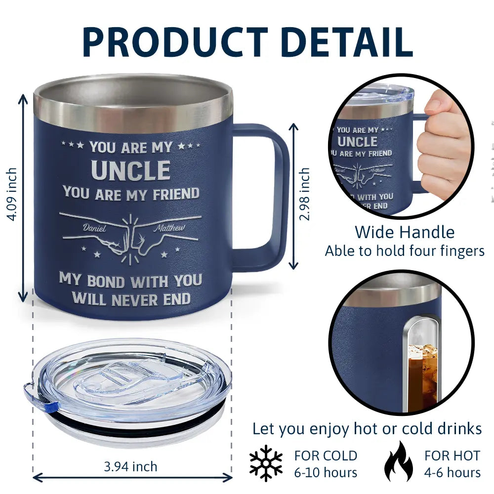 Gift For Brothers,Cousin,Happy,Gift For Men,Gift For Father - You Are My Brother My Friend - Personalized 14oz Stainless Steel Tumbler With Handle