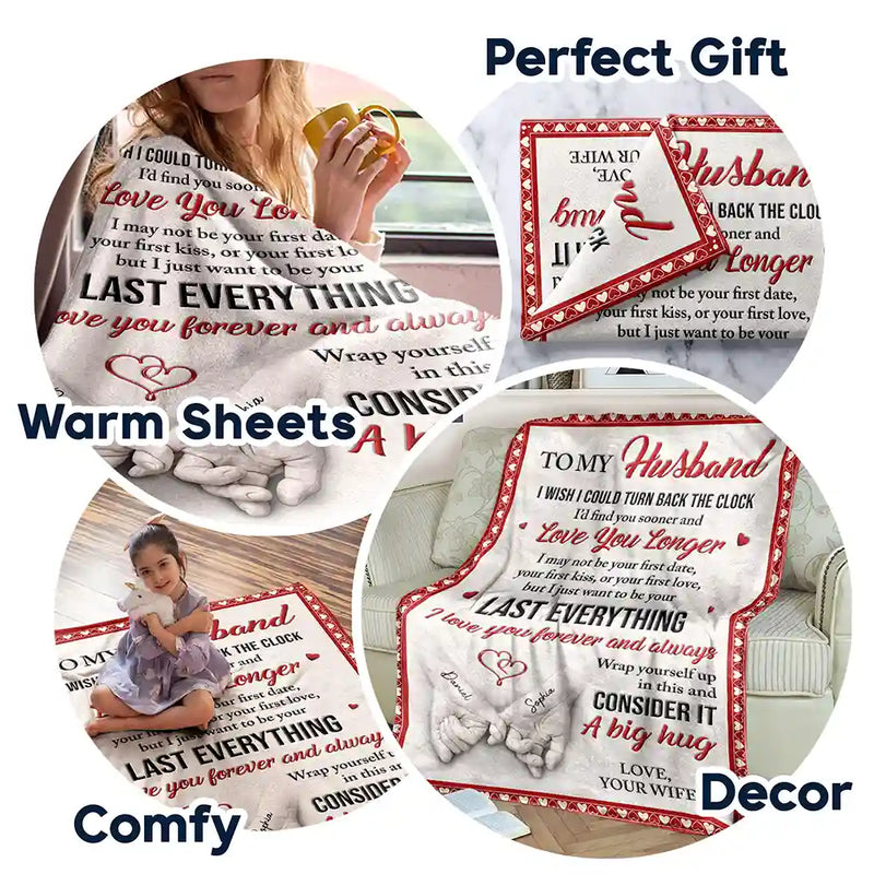 Top Market,Gift For Couples,Old Couples,Gift For Women,Gift For Men,LGBT,Love - 3D Effect Holding Hands Couple I Wish I Could Turn Back The Clock - Personalized Fleece Blanket, Sherpa Blanket