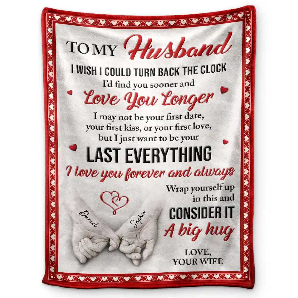 Top Market,Gift For Couples,Old Couples,Gift For Women,Gift For Men,LGBT,Love - 3D Effect Holding Hands Couple I Wish I Could Turn Back The Clock - Personalized Fleece Blanket, Sherpa Blanket