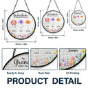 Gift For Grandma,Gift For Women,Happy,Top Market - Crystal Effect Birth Flower Grandkids Make Life More Grand - Personalized Stained Glass Window Hanging Suncatcher