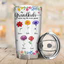 Gift For Grandma,Gift For Women,Happy,Top Market - Crystal Effect Birth Flower Grandkids Make Life More Grand - Personalized Tumbler