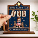 Gift For Women,Happy,Reading,Gift For Men,Gift For Yourself - 3D Effect Reading Girl Boy Books Read This Year - Personalized 2-Layered Wooden Tracker Sign