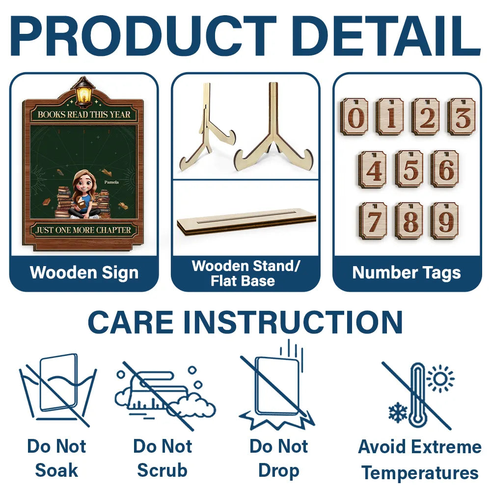 Gift For Women,Happy,Reading,Gift For Men,Gift For Yourself - 3D Effect Reading Girl Boy Books Read This Year - Personalized 2-Layered Wooden Tracker Sign