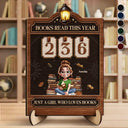 Gift For Women,Happy,Reading,Gift For Men,Gift For Yourself - 3D Effect Reading Girl Boy Books Read This Year - Personalized 2-Layered Wooden Tracker Sign