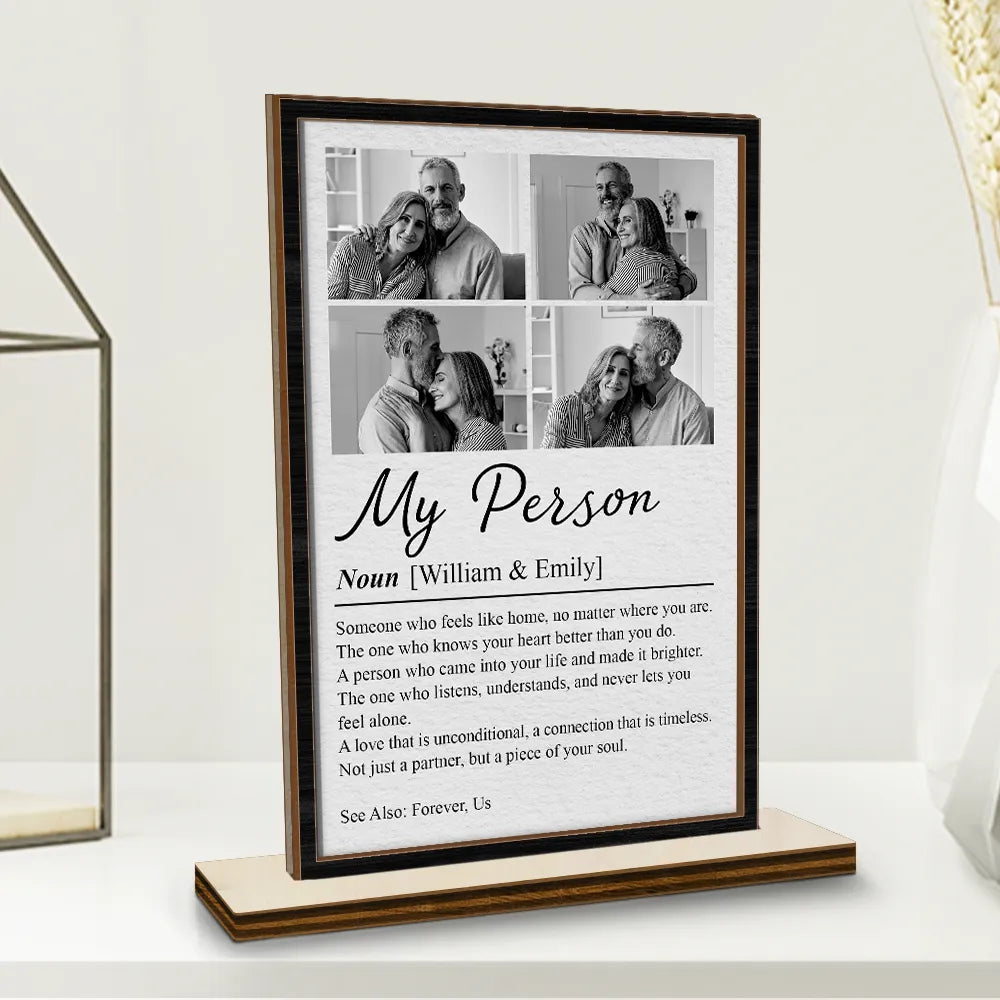 Custom Photo,Gift For Couples,LGBT,Old Couples,Gift For Women,Gift For Men,Gift For Husband,Gift For Wife,Gift For Boyfriend,Gift For Girlfriend,Love - Custom Photo Couple My Person Definition - Personalized Custom Shaped 2-Layered Wooden Plaque