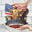 Christian,Family,Happy,America 250th,Independence Day,Top Market,Top Market - 3D Effect God Bless America - Personalized Custom Shaped Wood Sign