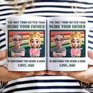 Gift For Father,Mom - Sons,Happy,Vector - Watching You Being A Dad Mom - 3D Inflated Effect Printed, Personalized White Edge-to-Edge Mug