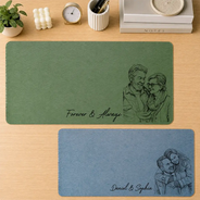 Gift For Couples,Gift For Husband,Gift For Wife,Gift For Boyfriend,Gift For Girlfriend,Non-Eng,Photo - Pencil Sketch,Romantic - Custom Photo Pencil Sketch You & Me We Got This Till Our Last Breath - Personalized Leather Desk Mat