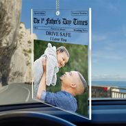 Gift For Father,Top Market,Custom Photo,Photo,Grateful - Custom Photo The Father's Day Times - Personalized Acrylic Car Hanger