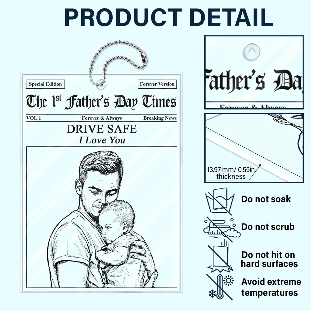 Gift For Father,Top Market,Custom Photo,Photo,Grateful - Custom Photo The Father's Day Times - Personalized Acrylic Car Hanger