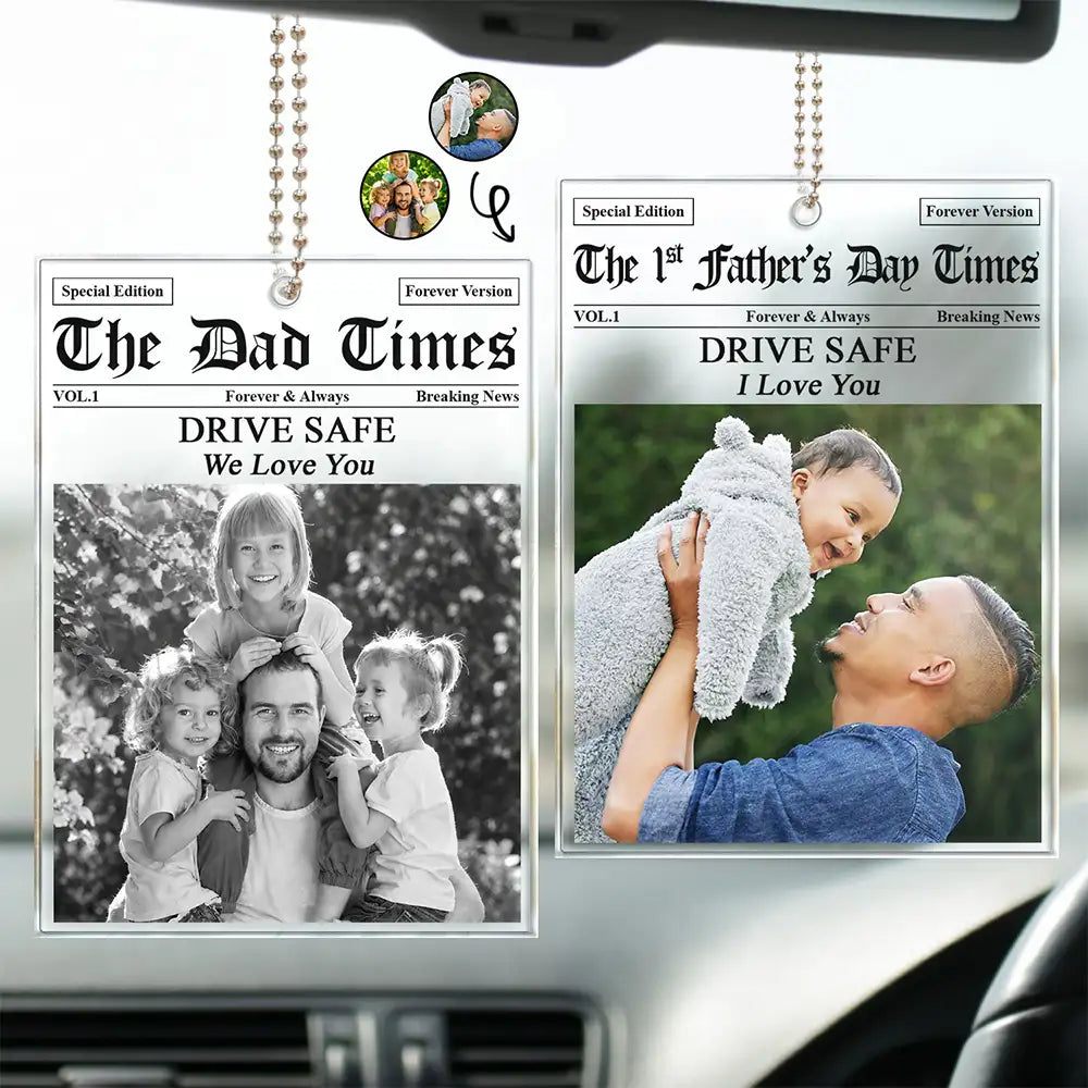 Gift For Father,Top Market,Custom Photo,Photo,Grateful - Custom Photo The Father's Day Times - Personalized Acrylic Car Hanger