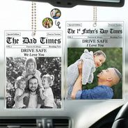 Gift For Father,Top Market,Custom Photo,Photo,Grateful - Custom Photo The Father's Day Times - Personalized Acrylic Car Hanger