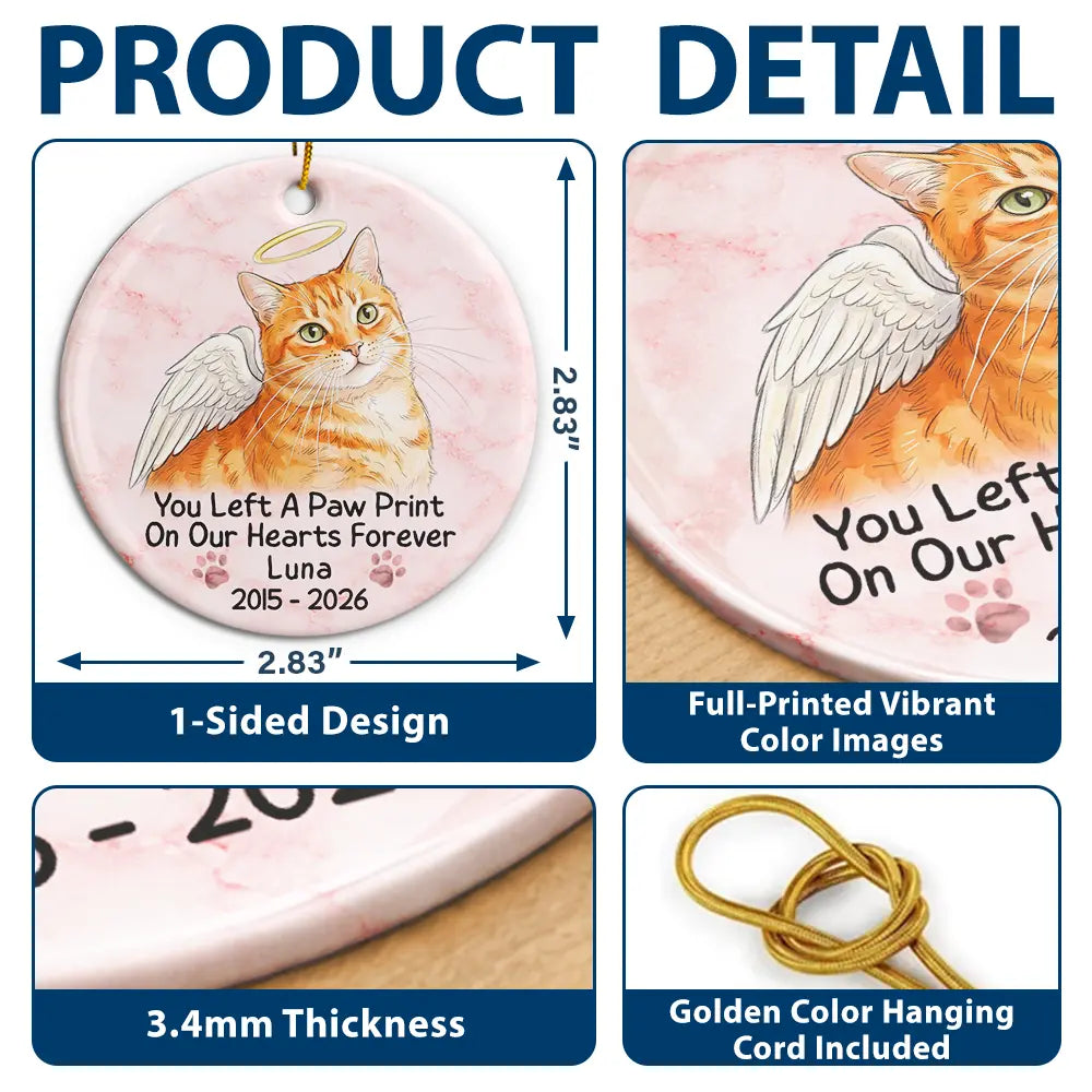 Art Design, Christmas, Custom Photo, Healing, Indoor Decor, Memorial, Pet Lovers, Pet Memorial, Photo - Vivid Watercolor Art Memorial - Christmas Gift For Dog Cat Lovers - Personalized Custom Photo Watercolor Forever Loved Circle Ceramic Ornament