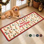 Art Design,Christmas,Custom Photo,Gift For Mother,Gifts For Her,Happy,Pet Lovers,Pet Mom,Photo - Christmas Accessories 3D Cartoon Pet - Christmas Decor Gift For Pet Lovers - Personalized Custom Photo Merry Woofmas Runner Rug