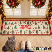 Art Design,Christmas,Custom Photo,Gift For Mother,Gifts For Her,Happy,Pet Lovers,Pet Mom,Photo - Christmas Accessories 3D Cartoon Pet - Christmas Decor Gift For Pet Lovers - Personalized Custom Photo Merry Woofmas Runner Rug