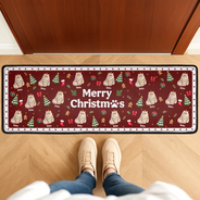 Art Design,Christmas,Custom Photo,Gift For Mother,Gifts For Her,Happy,Pet Lovers,Pet Mom,Photo - Christmas Accessories 3D Cartoon Pet - Christmas Decor Gift For Pet Lovers - Personalized Custom Photo Merry Woofmas Runner Rug