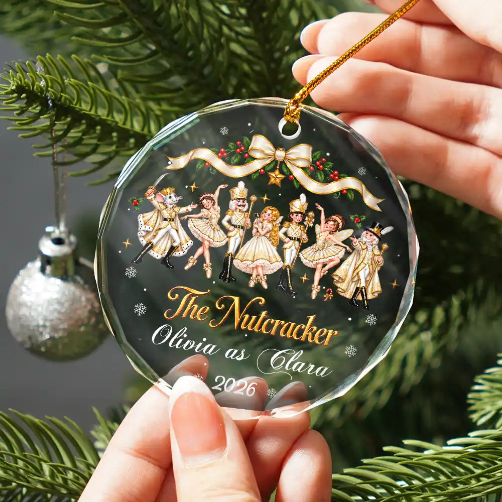 Christmas, Custom Text, Gift For Children, Gift For Daughter, Gifts For Her, Proud - Gift For Ballerina Girls - Personalized Name & Role Pink Ballet Characters Circle Glass Ornament