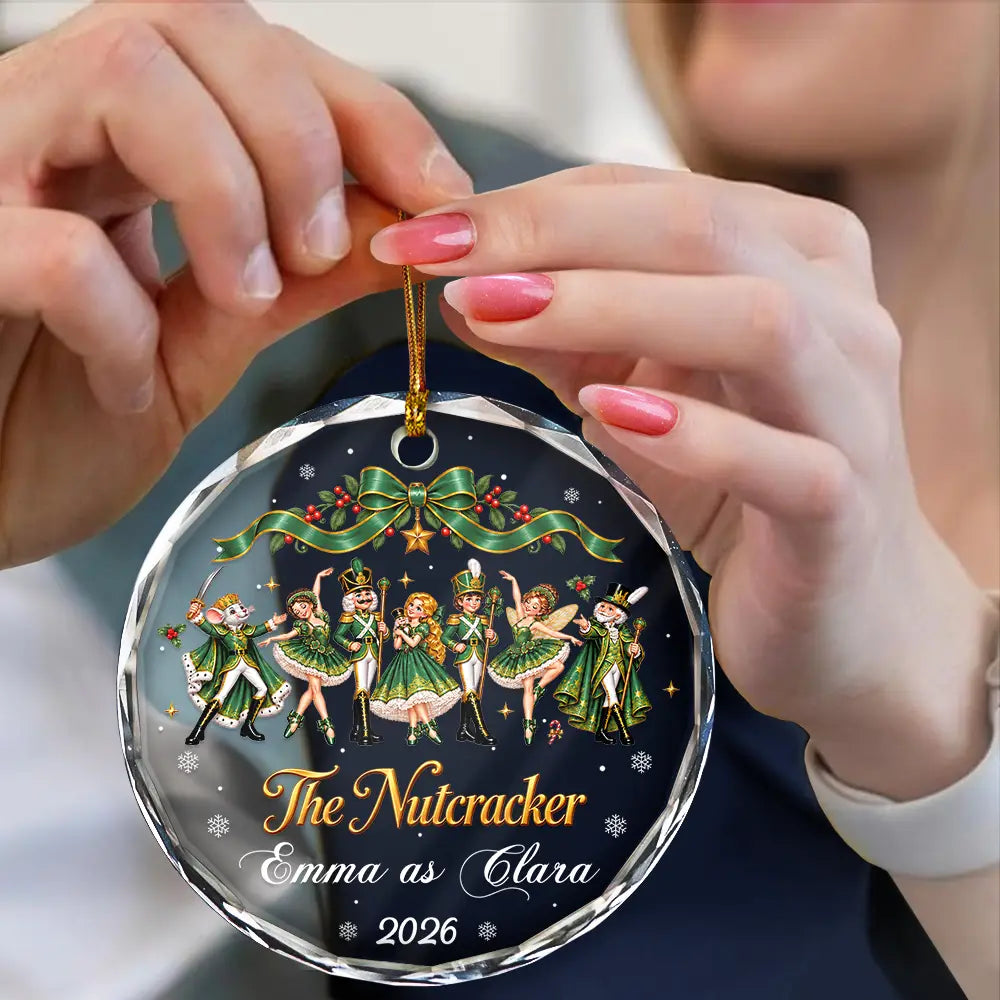 Christmas, Custom Text, Gift For Children, Gift For Daughter, Gifts For Her, Proud - Gift For Ballerina Girls - Personalized Name & Role Pink Ballet Characters Circle Glass Ornament