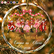 Christmas, Custom Text, Gift For Children, Gift For Daughter, Gifts For Her, Proud - Gift For Ballerina Girls - Personalized Name & Role Pink Ballet Characters Circle Glass Ornament