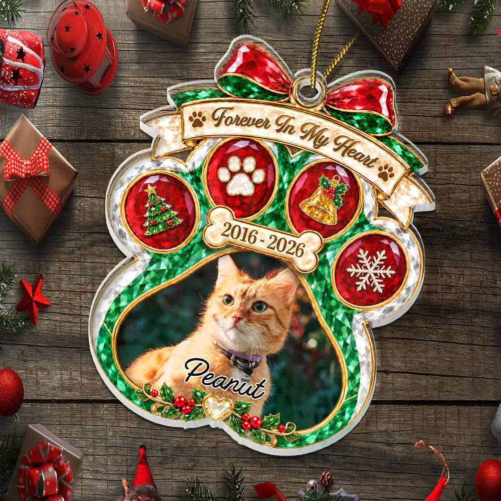Christmas, Custom Photo, Memorial, Pet Lovers, Pet Memorial, Sympathetic, Top Market, Upload Full Photo - Pet Memorial Christmas Gift - Personalized Custom Photo In Loving Memory Acrylic Ornament