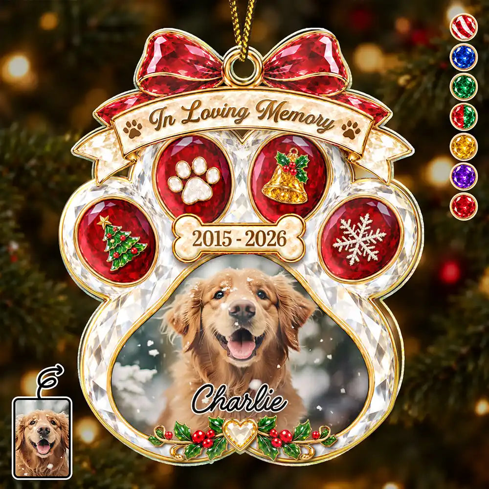 Christmas, Custom Photo, Memorial, Pet Lovers, Pet Memorial, Sympathetic, Top Market, Upload Full Photo - Pet Memorial Christmas Gift - Personalized Custom Photo In Loving Memory Acrylic Ornament