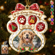 Christmas, Custom Photo, Memorial, Pet Lovers, Pet Memorial, Sympathetic, Top Market, Upload Full Photo - Pet Memorial Christmas Gift - Personalized Custom Photo In Loving Memory Acrylic Ornament