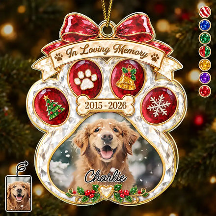 Pet Memorial Christmas Gift - Personalized Custom Photo In Loving Memory Acrylic Ornament