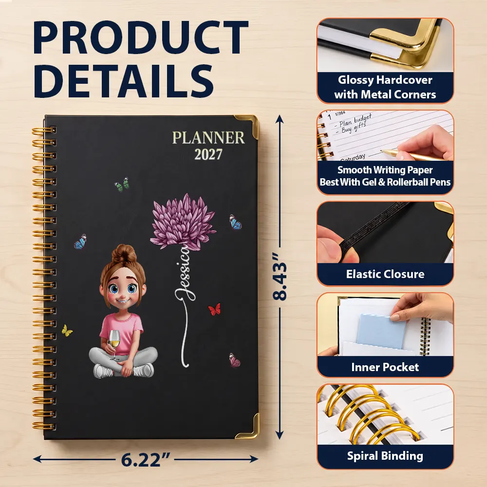 Gift For Women, Gift For Yourself, Gifts For Her, Happy, Top Market, Vector - Gift For Her, Daughter, Mom, Friends, Coworkers - Personalized Birth Flower And Character Journal