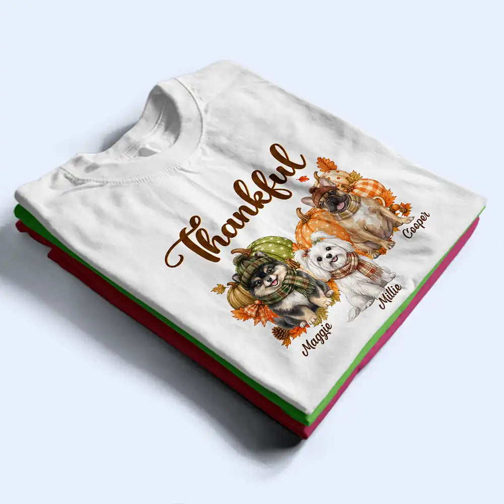 Art Design,Custom Photo,Family,Happy,Indoor Decor,Photo - Autumn Theme Pet,Thanksgiving - Thanksgiving Gift For Pet Lovers - Personalized Custom Photo Watercolor Thankful Fall Pumpkin Dog Cat T Shirt