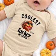 Gift For Kids,Icon,Playful,Thanksgiving - Thanksgiving Gift For Kids - Personalized Coolest Turkey In Town T Shirt