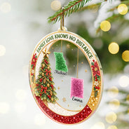 Christmas,Family,Icon,Long Distance,Sentimental,Top Market - Long Distance Family Christmas Gift - Personalized State Love Knows No Distance Acrylic Ornament