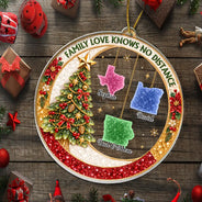 Christmas,Family,Icon,Long Distance,Sentimental,Top Market - Long Distance Family Christmas Gift - Personalized State Love Knows No Distance Acrylic Ornament