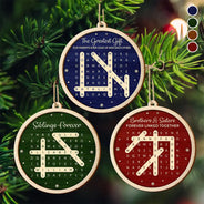 Christmas,Family,Gift For Sibling,Sentimental,Word Search Puzzle - Gift For Siblings - Personalized Word Search Puzzle Brothers & Sisters Forever Linked Together 2-Layered Wooden Ornament