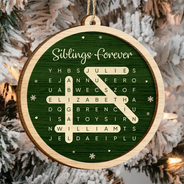 Christmas,Family,Gift For Sibling,Sentimental,Word Search Puzzle - Gift For Siblings - Personalized Word Search Puzzle Brothers & Sisters Forever Linked Together 2-Layered Wooden Ornament
