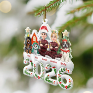 Christmas, Family, Sentimental, Top Market, Vector - Christmas Gift For Family - Personalized Cartoon Family And Pet Acrylic Ornament