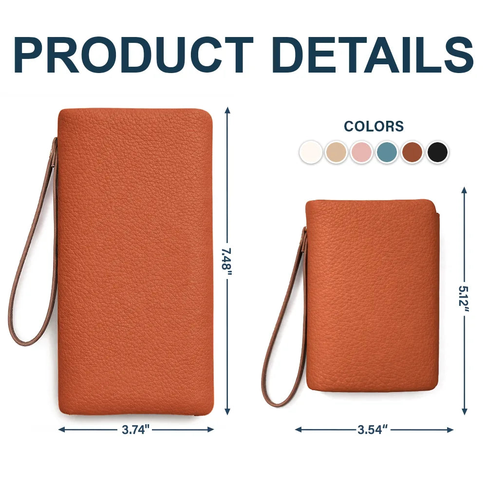 Gift For Daughter,Gift For Women,Happy,Gift For Grandkids - Faux Pressed Birth Flower My Daughter Forever - Personalized Tri-Fold PU Leather Wristlet Wallet